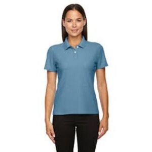 Devon & Jones Womens Blue Cotton Short Sleeve Collared Casual Polo Shirt Sz 2XL